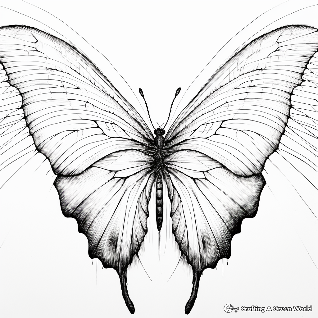Blue Morpho Butterfly Wing Detail Coloring Pages 2