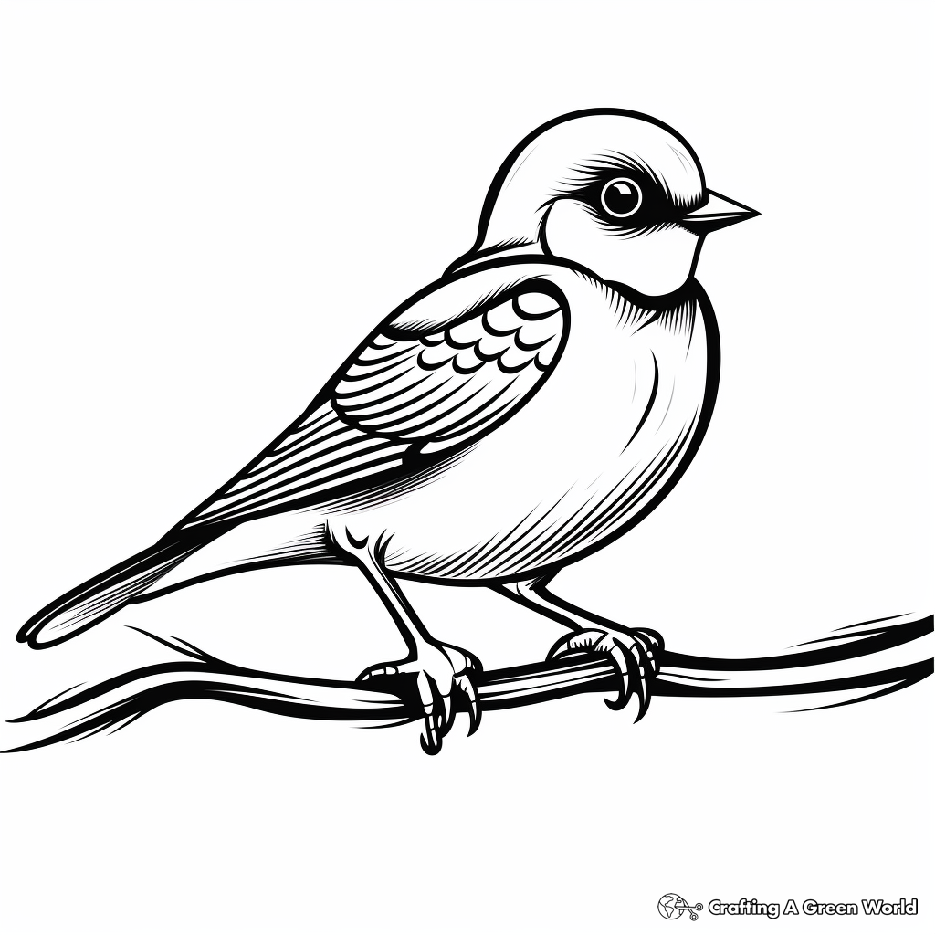 Blue Swallow Bird Coloring Pages for Springtime 1