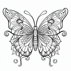 Blue Tiger Butterfly Mandala Coloring Sheets for Artists 1