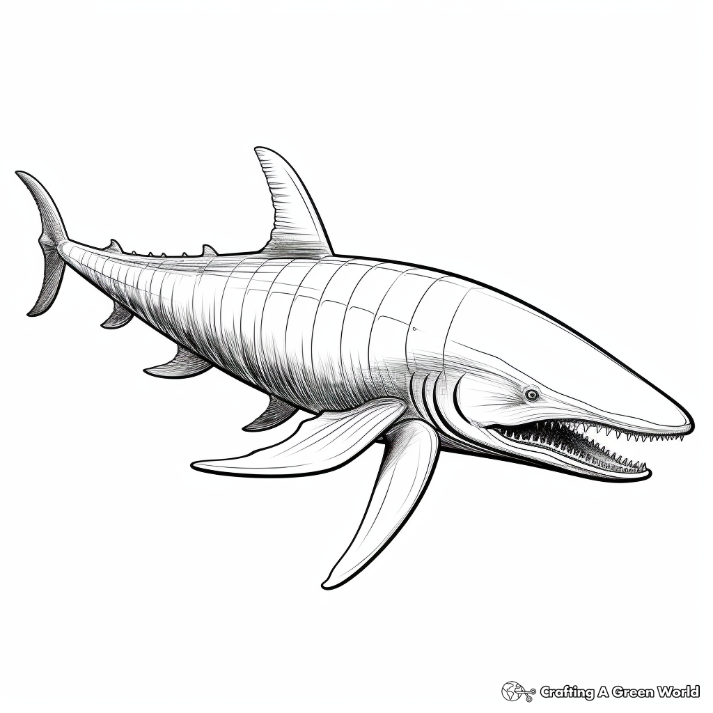Blue Whale Anatomy Educational Coloring Page 2