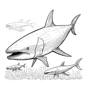 Blue Whale Family Coloring Pages: Male, Female, and Calf 2