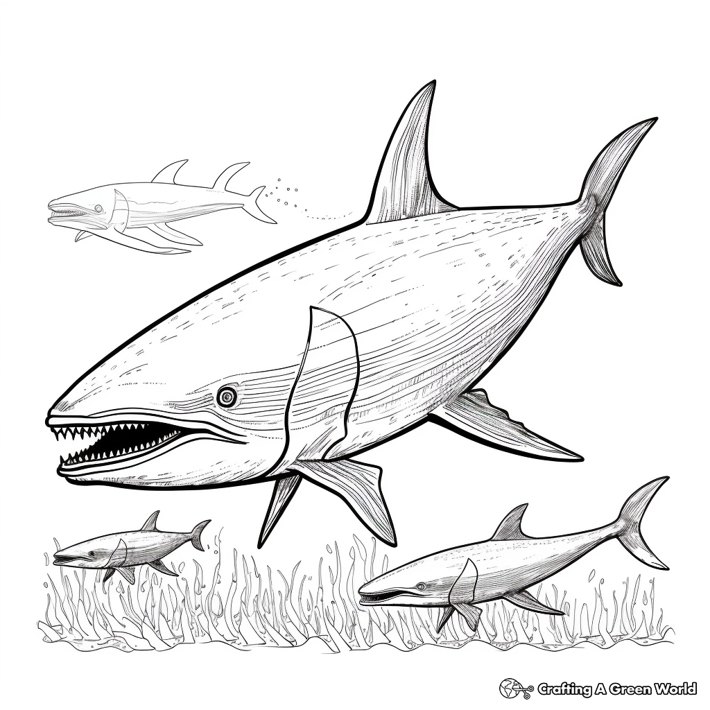 Blue Whale Family Coloring Pages: Male, Female, and Calf 4