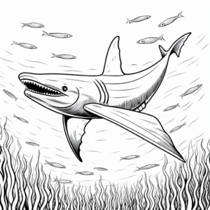 Blue Whale in the Ocean: Deep-Sea Coloring Pages 1