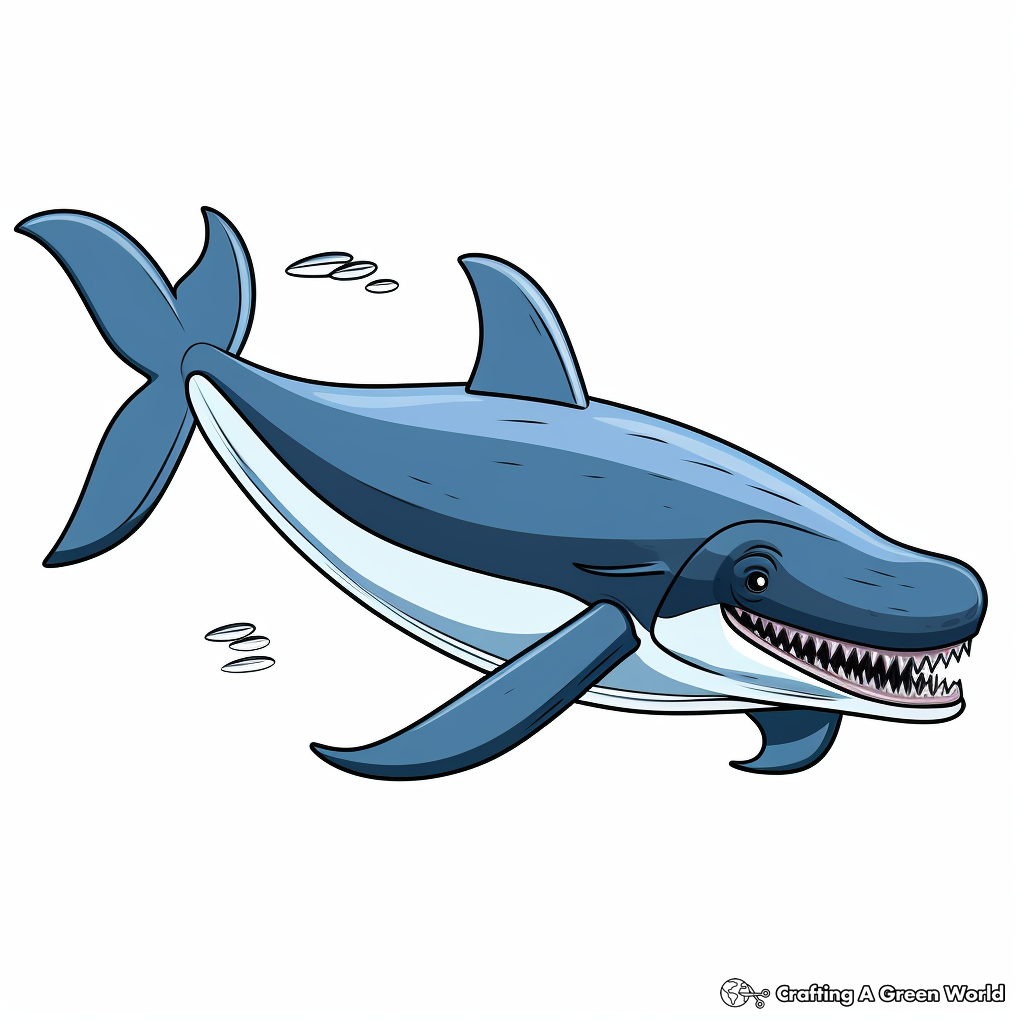 Blue Whale in the Ocean: Deep-Sea Coloring Pages 4
