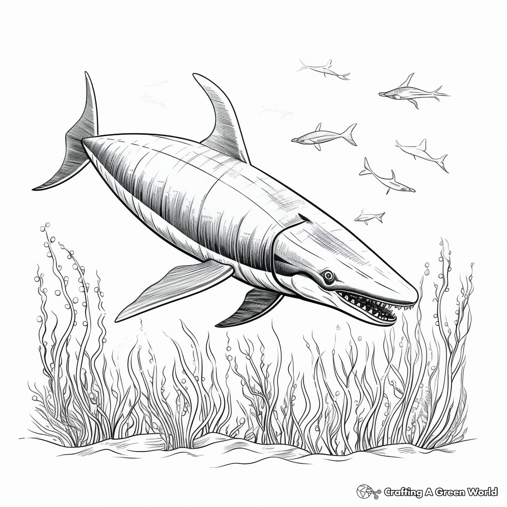 Blue Whale Migration Illustration Coloring Pages 1