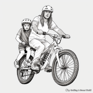 BMX Dirt Bike Family Coloring Pages: Male, Female, and Kids 2