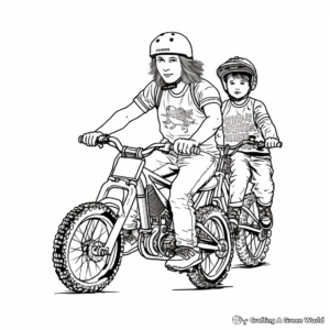 BMX Dirt Bike Family Coloring Pages: Male, Female, and Kids 4