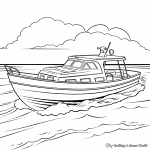 Boat Scene with Sunset Coloring Pages 3
