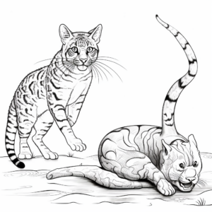 Bobcat vs Snake: Action Coloring Pages 2