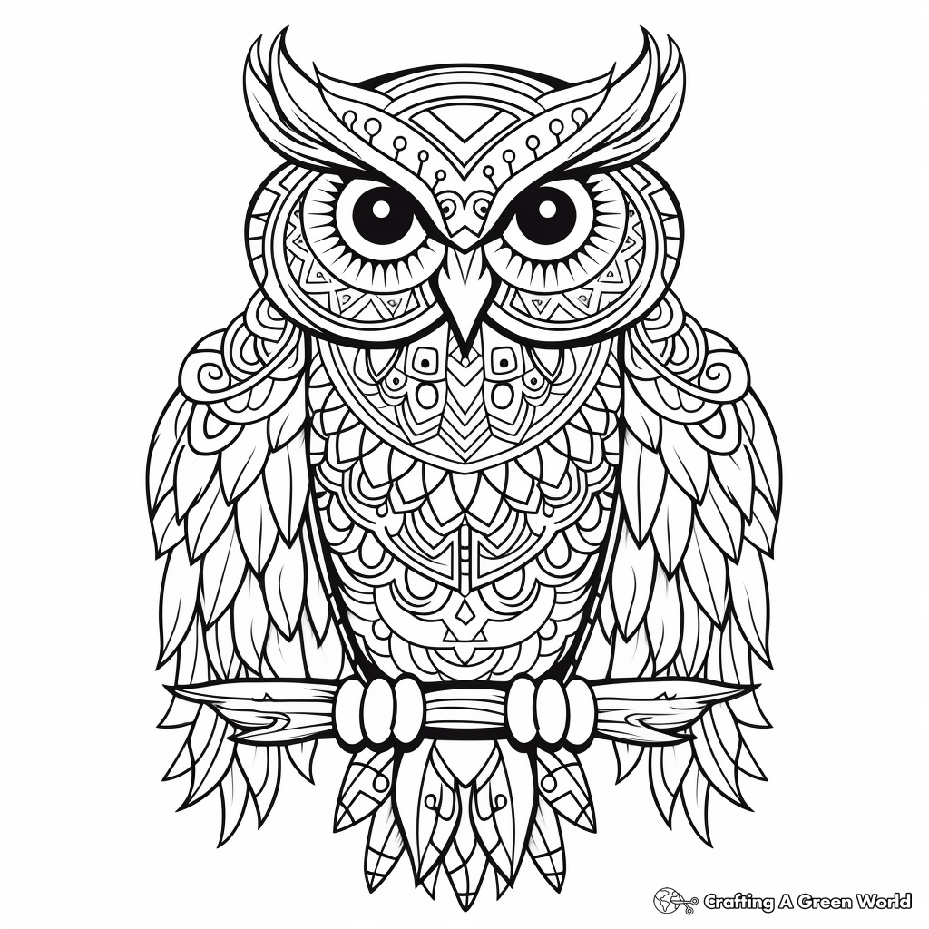 Boho Owl Coloring Pages for Night Owls 2