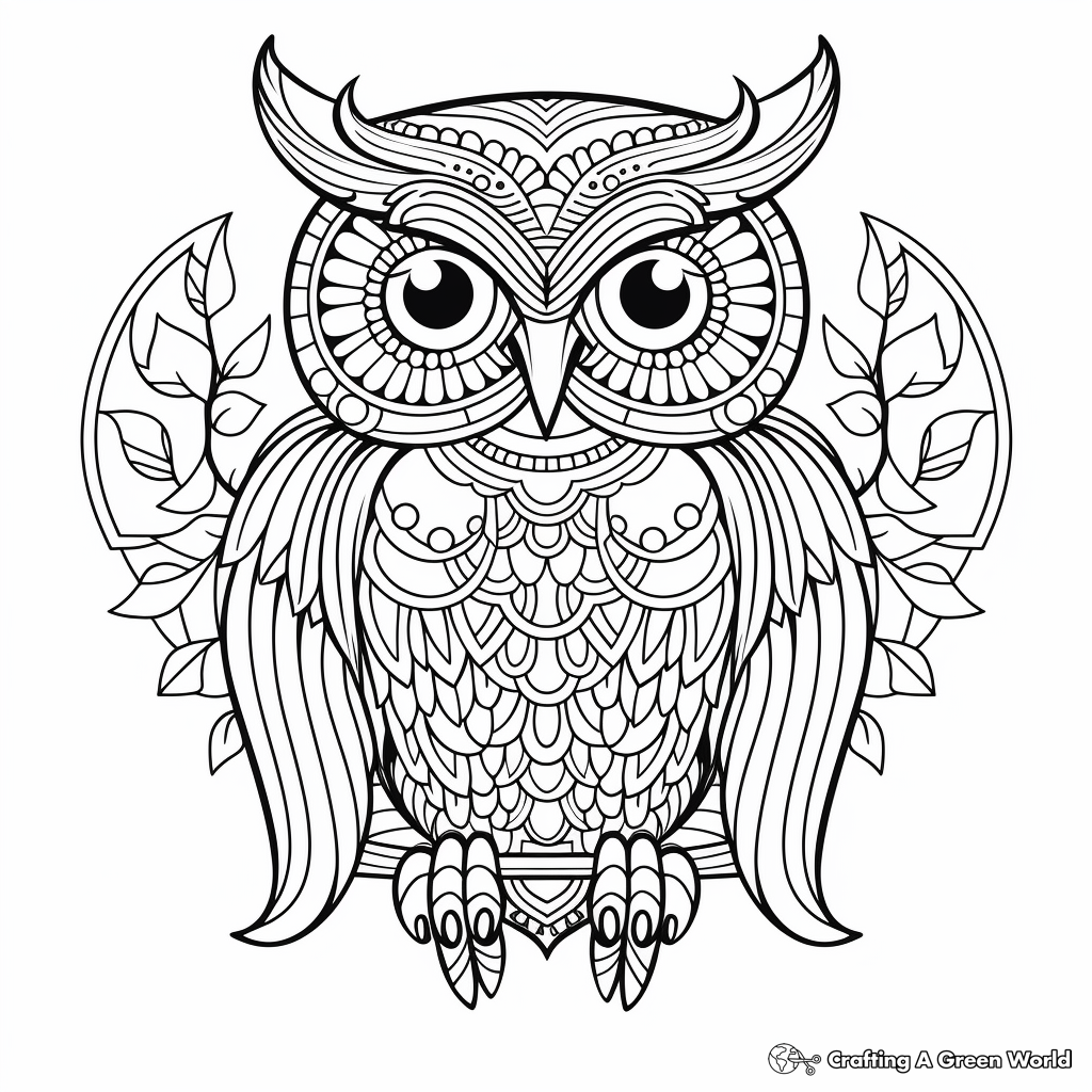 Boho Owl Coloring Pages for Night Owls 3