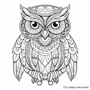 Boho Owl Coloring Pages for Night Owls 4