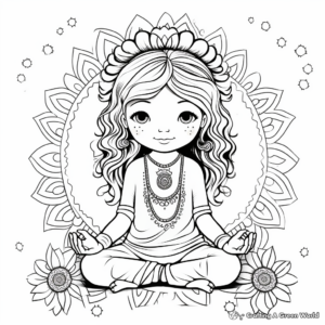 Boho Rainbow Chakra Coloring Pages for Meditation 2