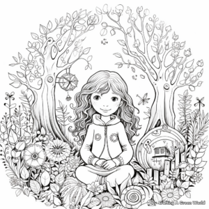 Boho Rainbow in Nature Setting Coloring Pages 2