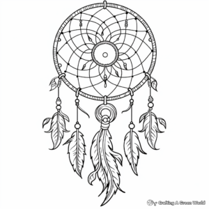 Boho Rainbow with Dreamcatcher Coloring Sheets 1
