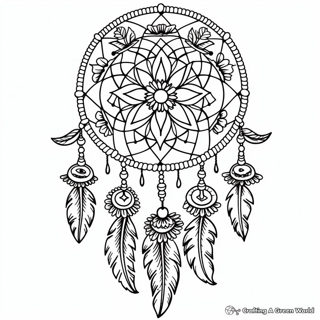 Boho Rainbow with Dreamcatcher Coloring Sheets 2