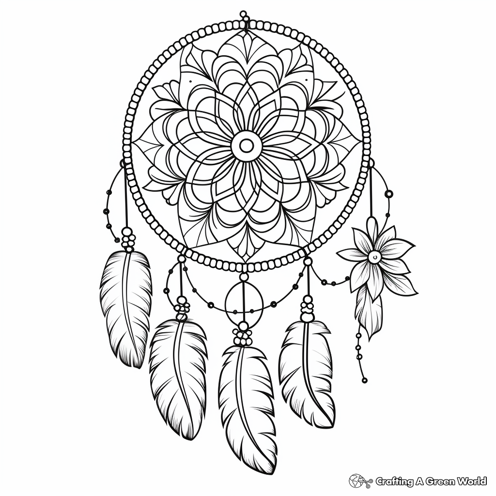 Boho Rainbow with Dreamcatcher Coloring Sheets 3