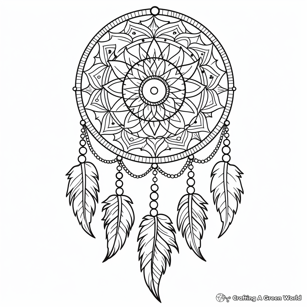 Boho Rainbow with Dreamcatcher Coloring Sheets 4