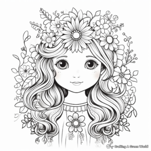 Boho Rainbow with Floral Accents Coloring Pages 2