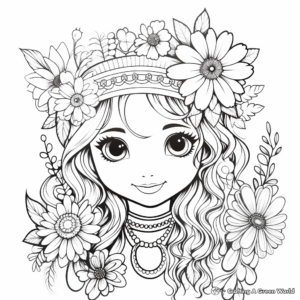 Boho Rainbow with Floral Accents Coloring Pages 3