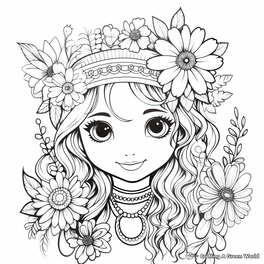 Boho Rainbow with Floral Accents Coloring Pages 3