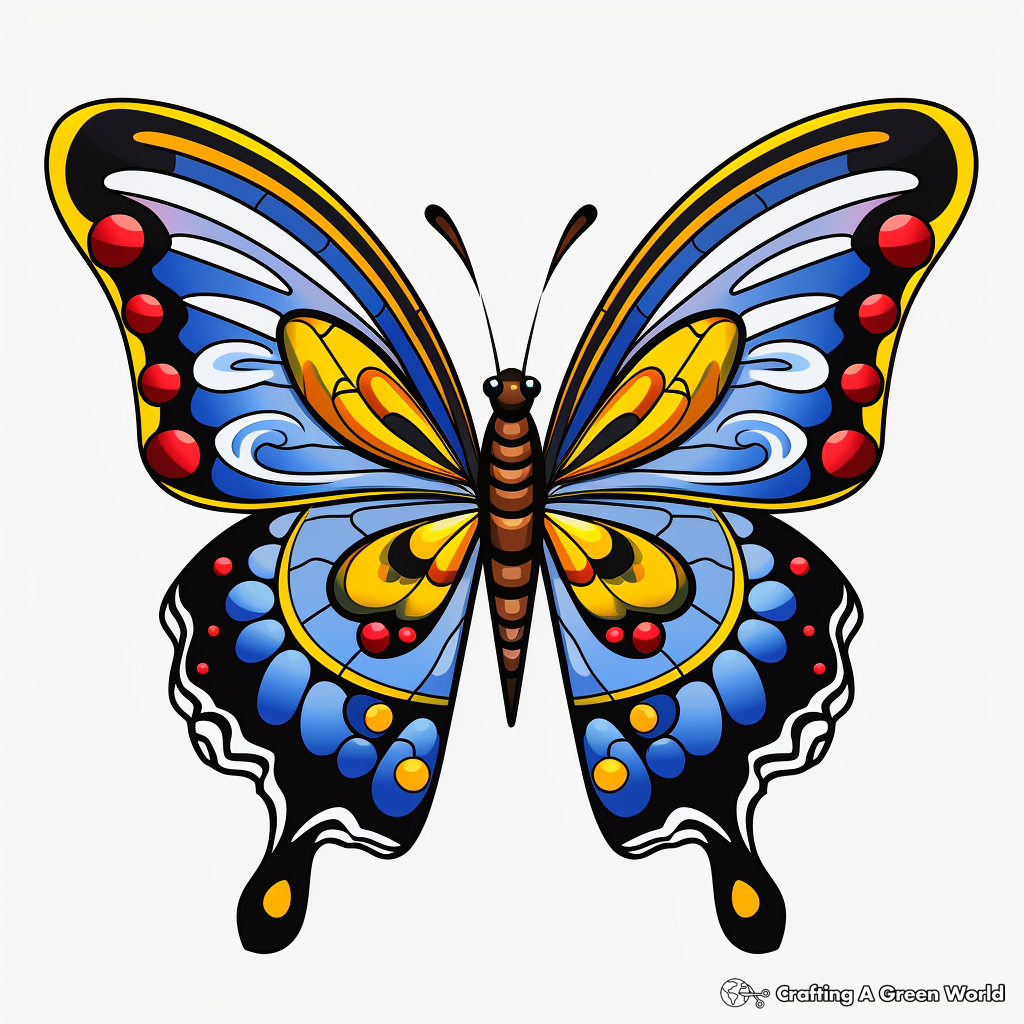 Bold and Bright Blue Morpho Butterfly Coloring Pages 1