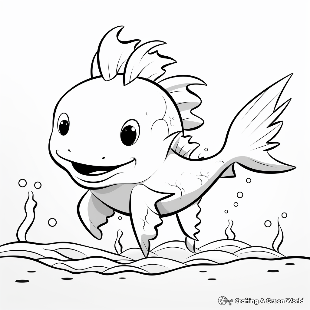 Bold Axolotl Outline Coloring Pages 1