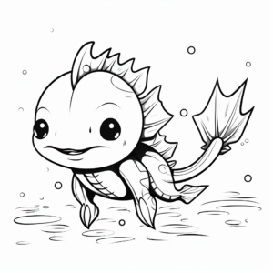 Bold Axolotl Outline Coloring Pages 2