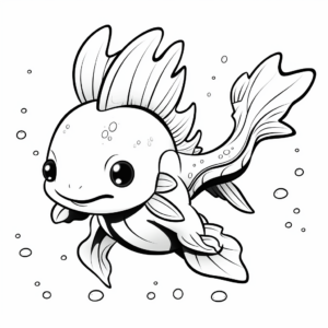 Bold Axolotl Outline Coloring Pages 3