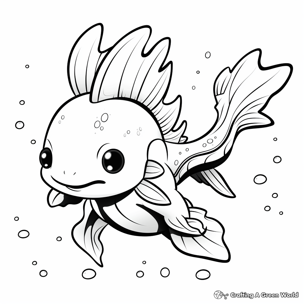 Bold Axolotl Outline Coloring Pages 3