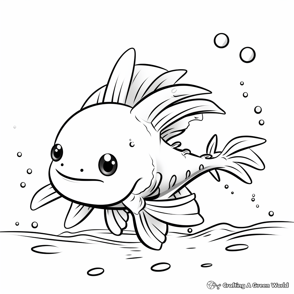 Bold Axolotl Outline Coloring Pages 4