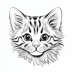 Bold Bengal Cat Face Coloring Pages for Kids 2