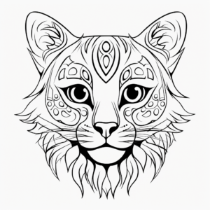 Bold Bengal Cat Face Coloring Pages for Kids 4