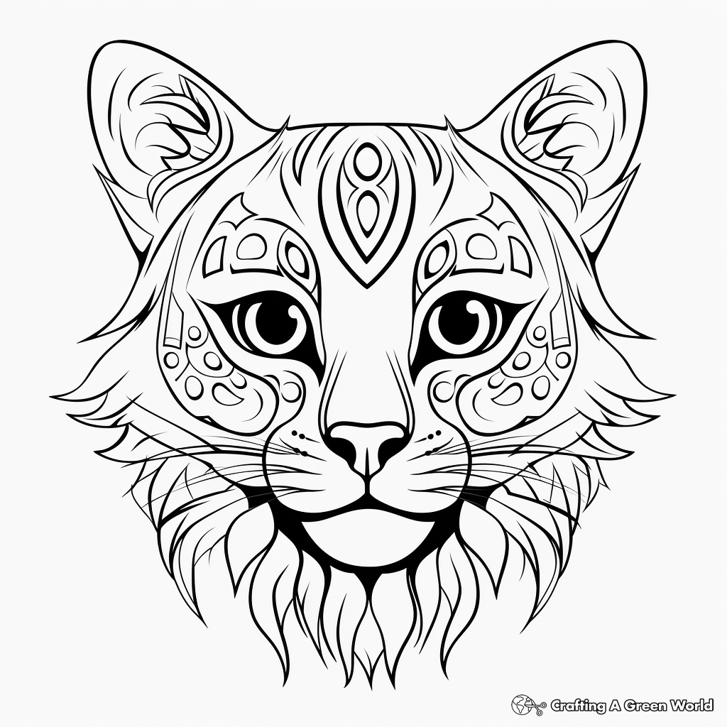 Bold Bengal Cat Face Coloring Pages for Kids 4