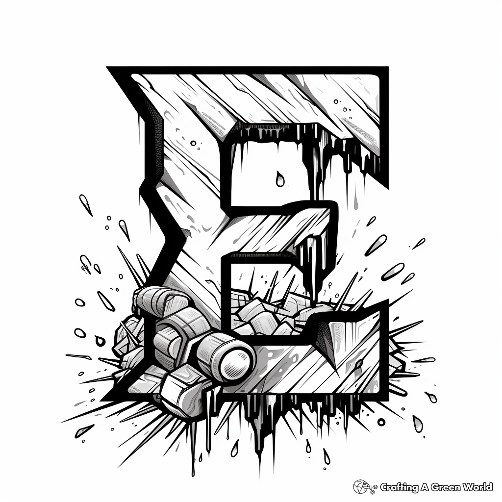 Bold Graffiti Style Letter E Coloring Pages 1