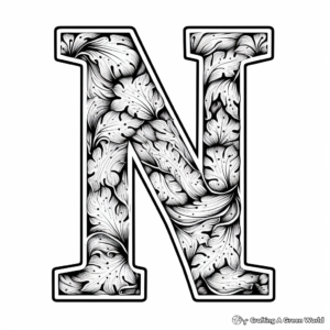 Bold Letter N with Nautical Theme Coloring Pages 4