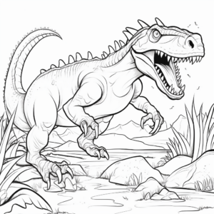Bold Spinosaurus Challenging T-Rex Coloring Pages 4