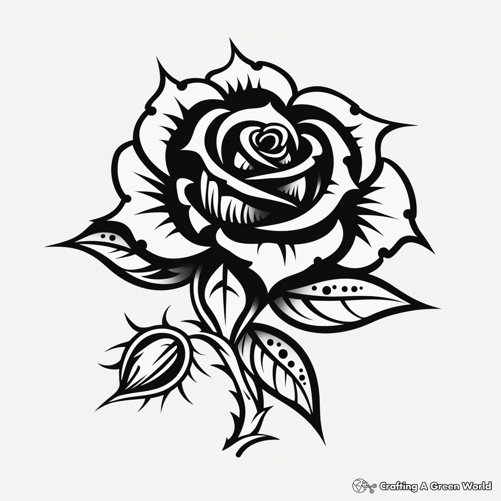 Bold Tribal Rose Tattoo Coloring Pages 2