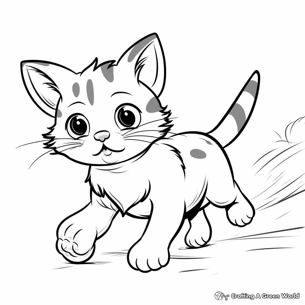 Born to Pounce: Active Kitten Coloring Pages 1