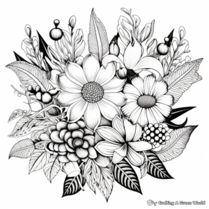 Botanical Abstract: Creative Flower Art Coloring Pages 3