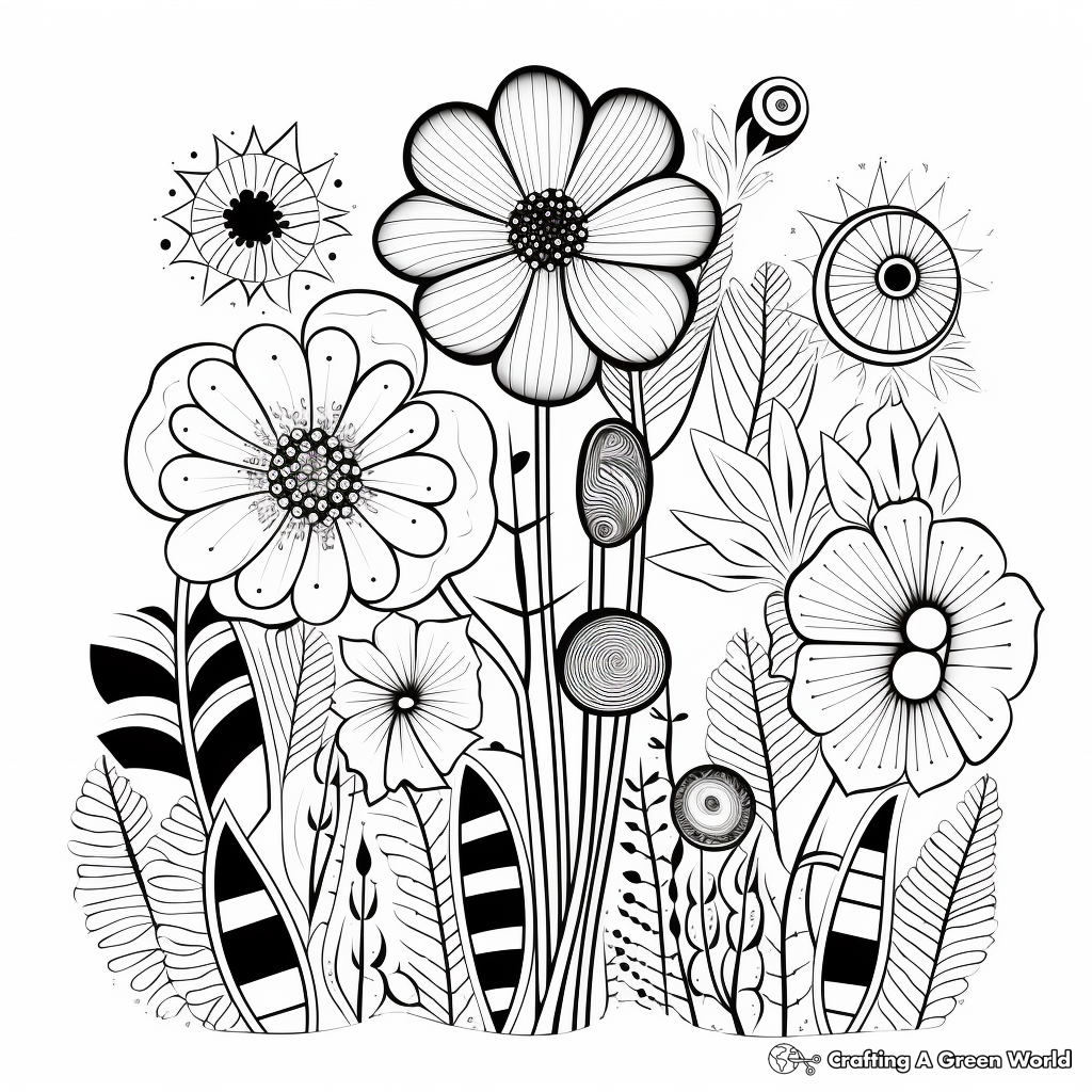Botanical Abstract: Creative Flower Art Coloring Pages 4