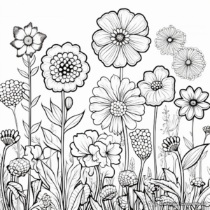 Botanical Garden Coloring Pages: Variety of Intricate Flowers 4