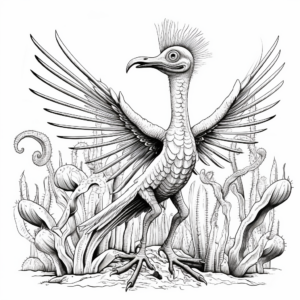 Botanical Microraptor Coloring Pages with Plants 2
