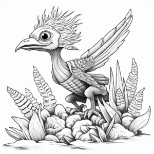 Botanical Microraptor Coloring Pages with Plants 4