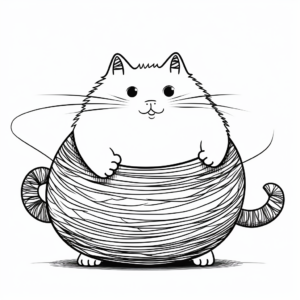 Bouncy Fat Kitten with Ball of Yarn Coloring Pages 3