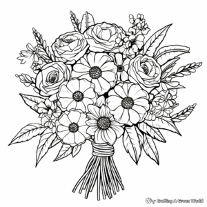 Bouquet Composition: Bridal Arrangement Coloring Pages 4