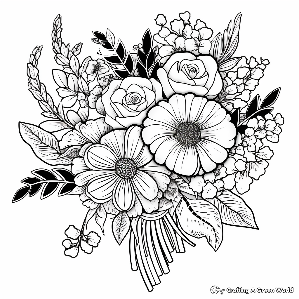 Bouquet of Varieties: Assorted Flowers Coloring Pages 4