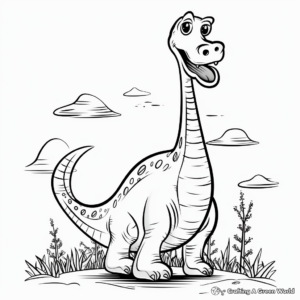 Brachiosaurus Dinosaur Living in Nature Coloring Pages 2