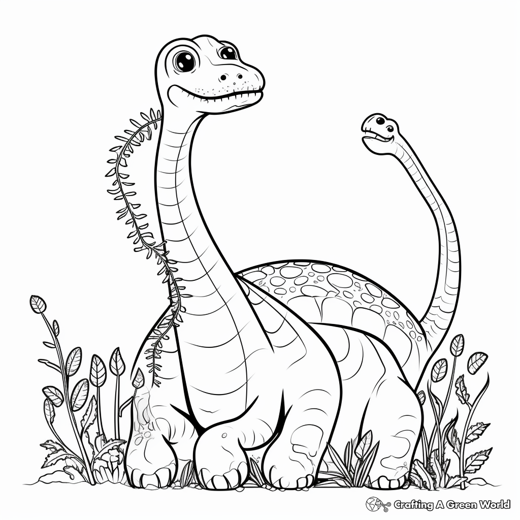 Brachiosaurus Eating Plants Coloring Pages 1