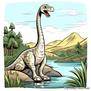 Brachiosaurus in Nature Setting Coloring Pages 2